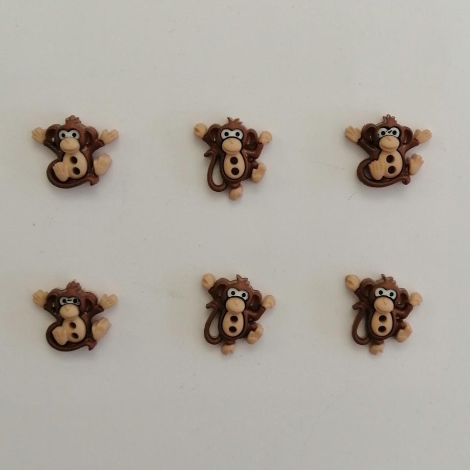 Bottoni decorativi  in resina a forma di scimmie Stafil busta da 6 pezzi 1.5 cm circa