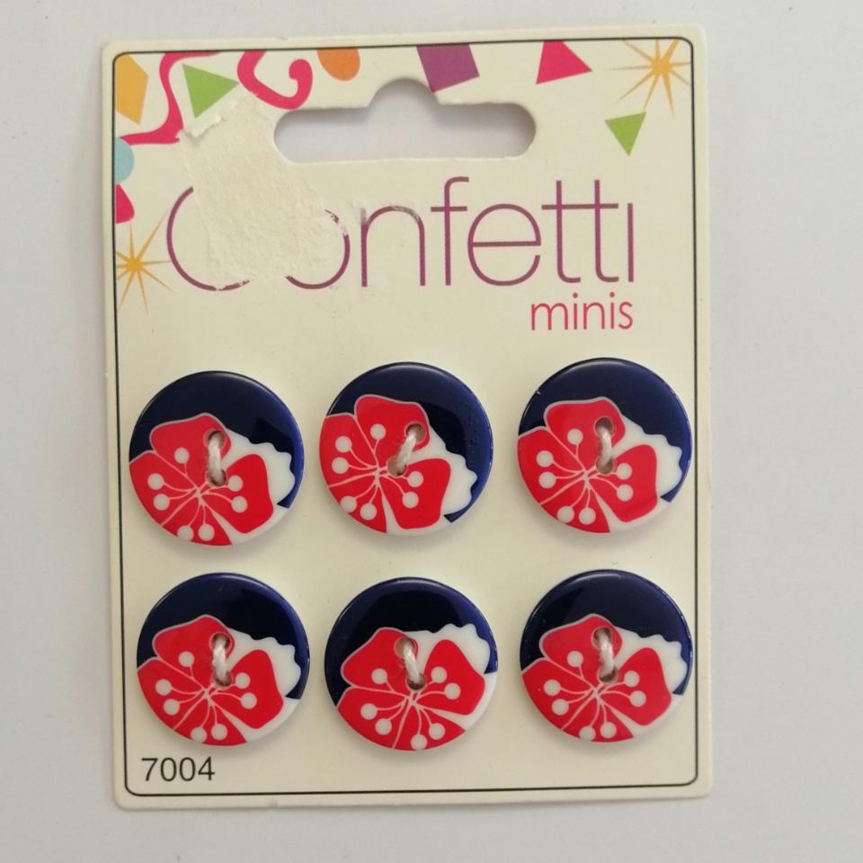 bottoni in resina tondo con fiore stampato stafil busta da 18 pezzi diametro 2 cm