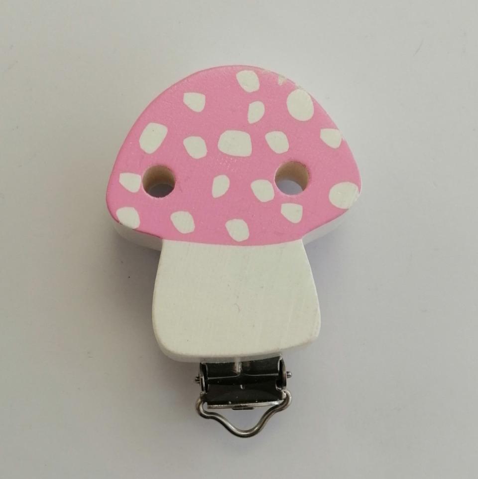 clip per ciuccio a forma di fungo rosa hobby fun 45mm x 11.5mm