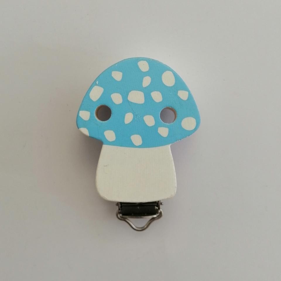 clip per ciuccio a forma di fungo celeste hobby fun 45mm x 11.5mm