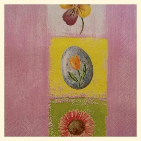 Tovagliolo fiori e ovetto decorato arti e grafica busta da 2 pezzi 33x33