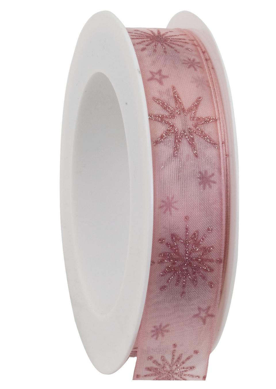 nastro rosa antico con fiocchi neve goldina 25 mm x 1 mt