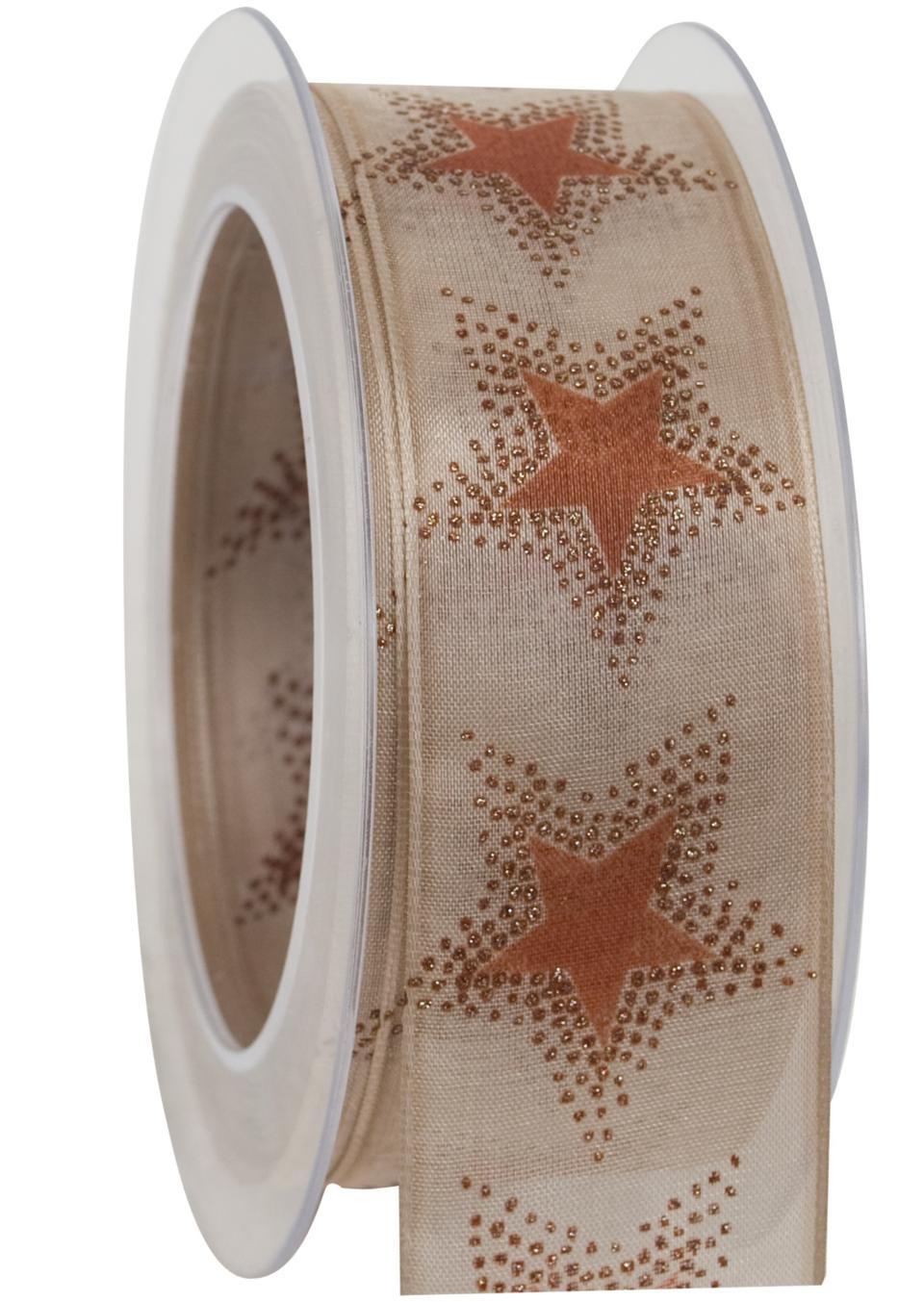 nastro naturale con stelle e puntini oro antico Goldina 40mm x 1 mt