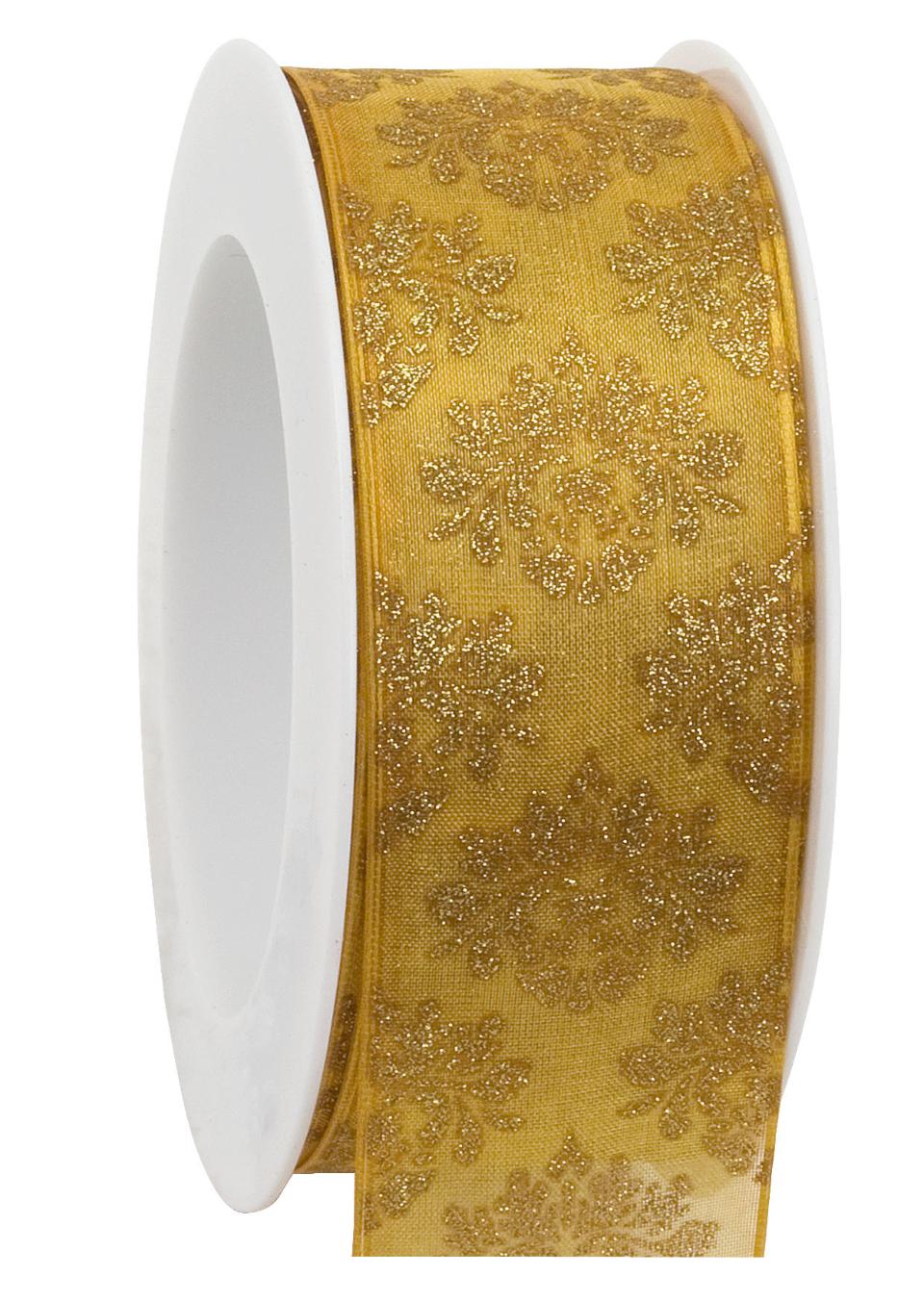 nastro zafferano  con decori classici oro Goldina 40mm x 1 mt