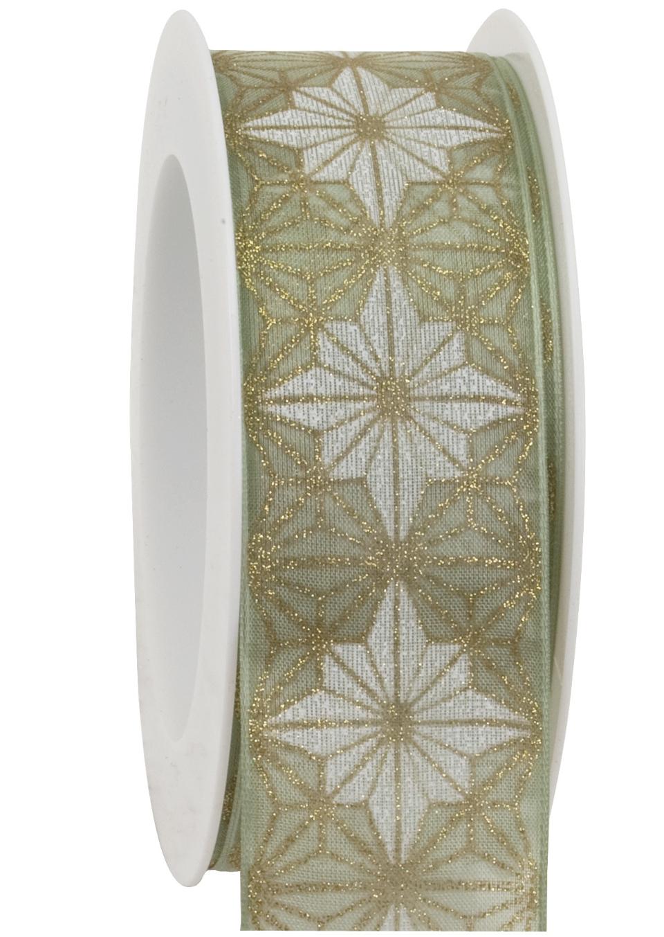 nastro verde  con decori geometrici oro Goldina 40mm x 1 mt