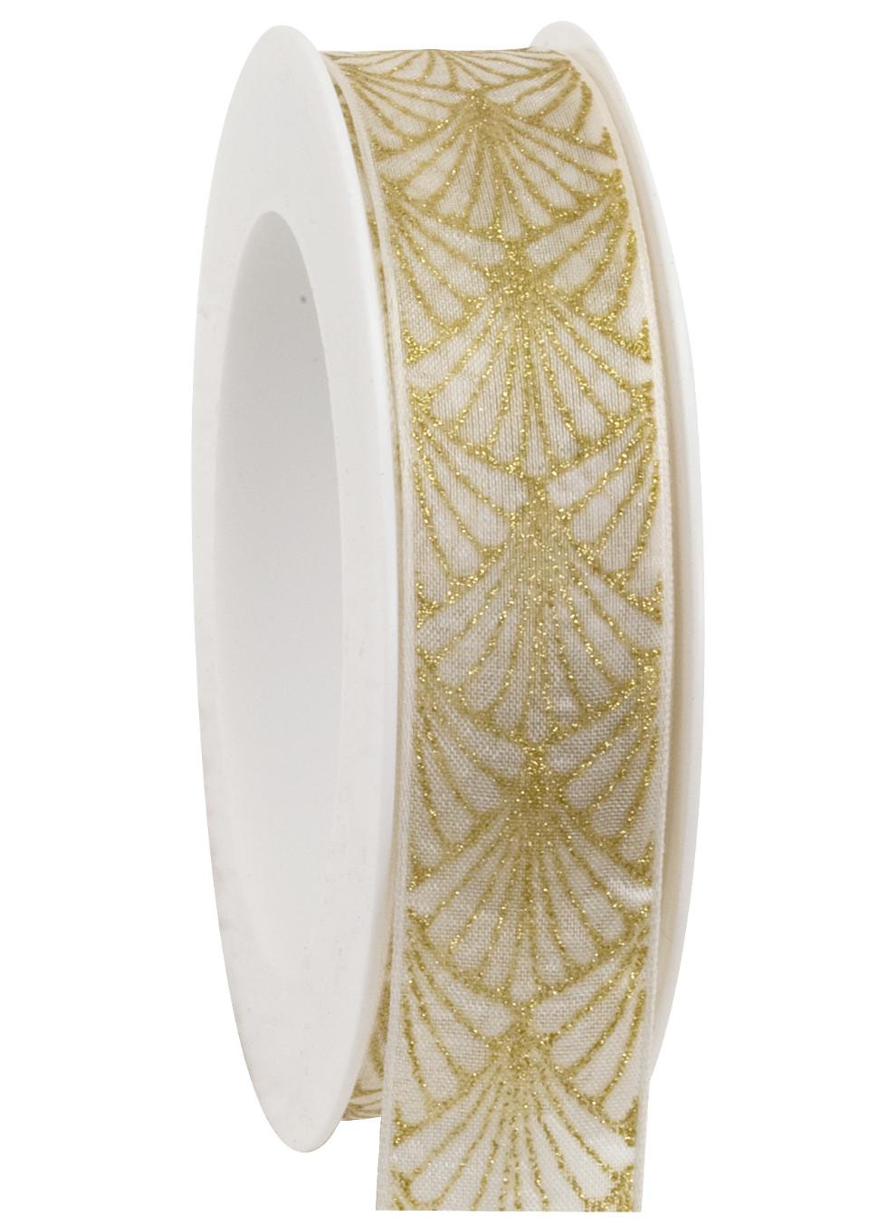 nastro organza avorio e glitter oro goldina 25 mm x 1 mt