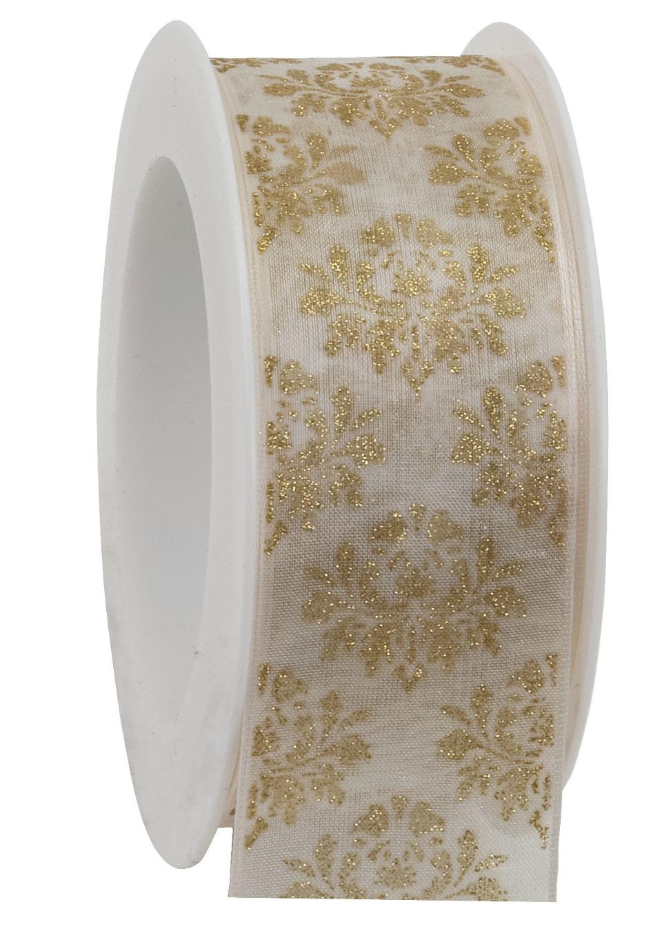 nastro crema  con decori classici oro goldina 40mm x 1 mt