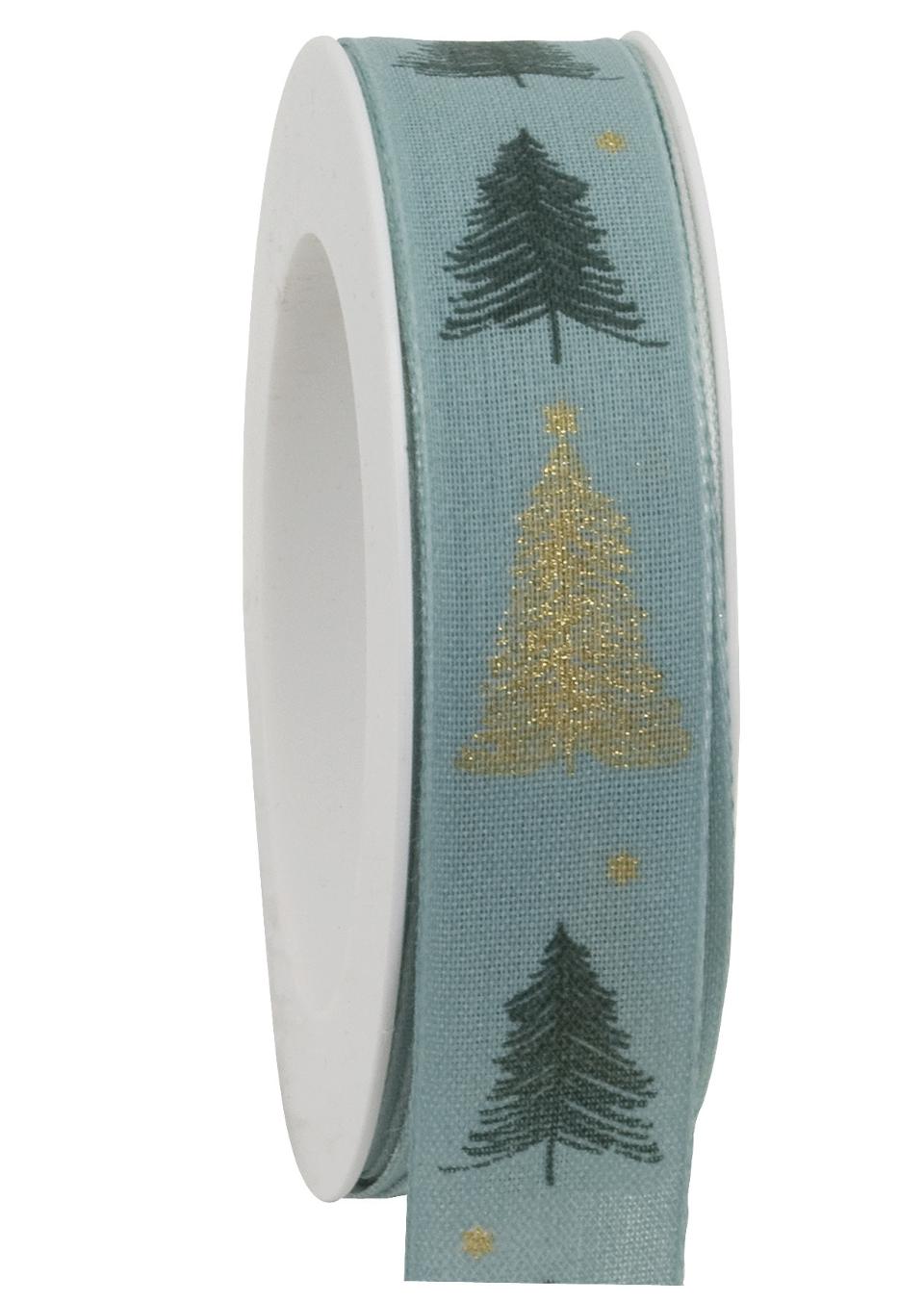 nastro tiffany con alberi di natale Goldina 25 mm x 1 mt