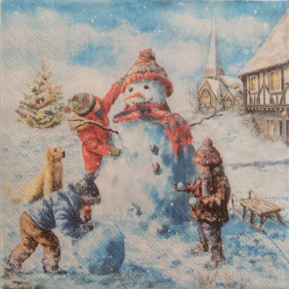 tovaglioli per decoupage pupazzio di neve arti e grafica busta da 2 pezzi 33x33 cm