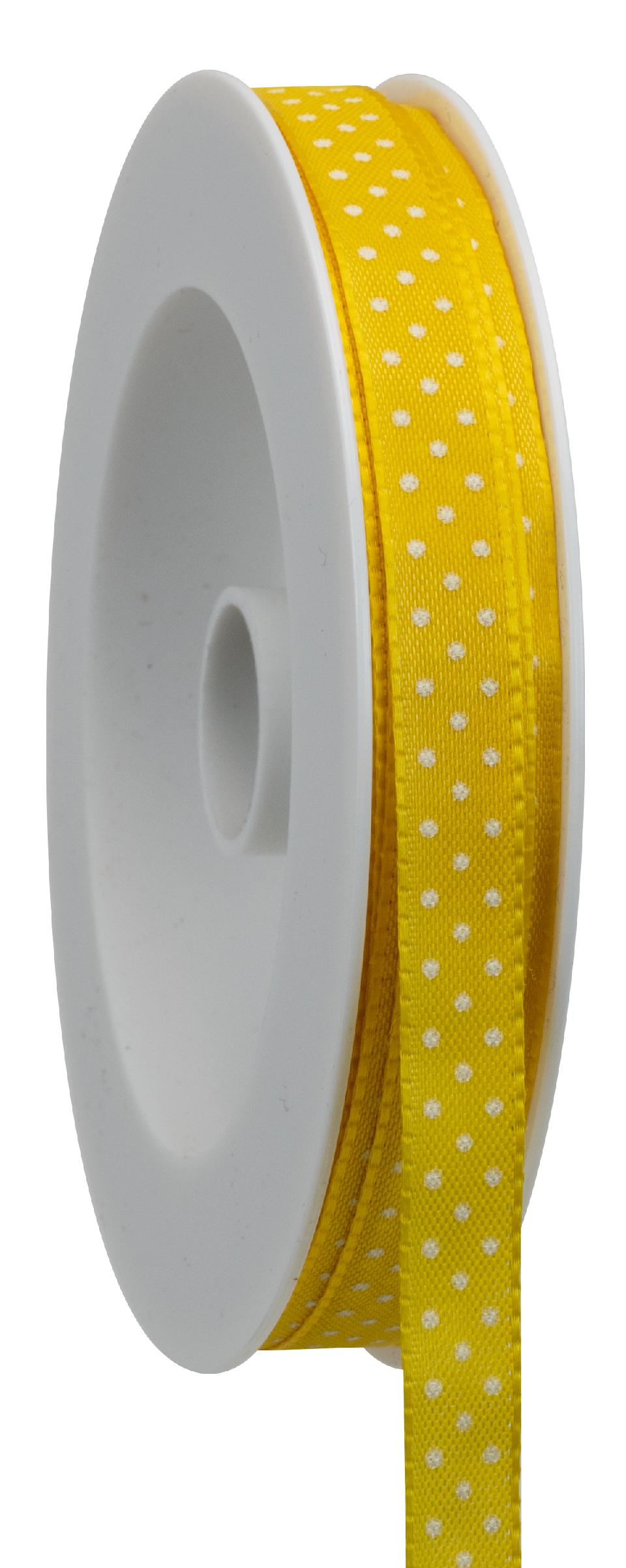 nastro giallo con pois bianchi Goldina 10 mm per 1 mt