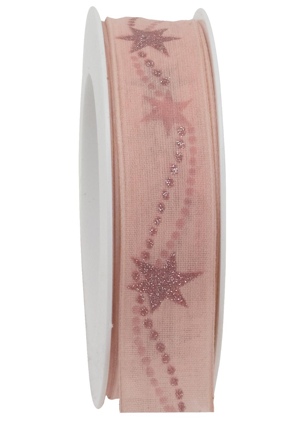 nastro rosa  con stelle Goldina 25 mm x 1 mt