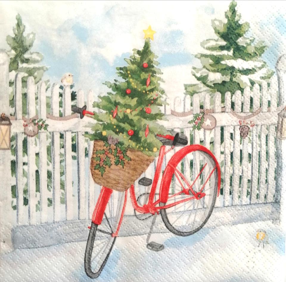 tovaglioli per decoupage bici con albero arti e grafica busta da 2 pezzi 33x33 cm