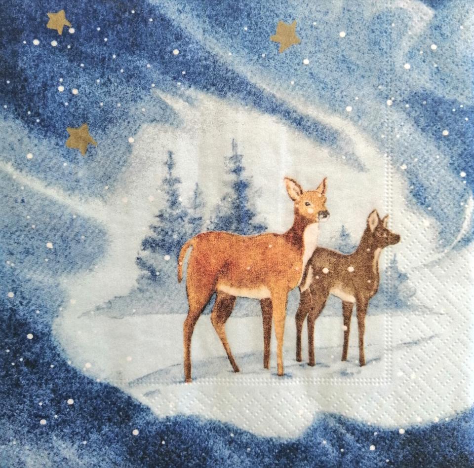 tovaglioli per decoupage cerbiatti sulla neve arti e grafica busta da 2 pezzi 33x33 cm