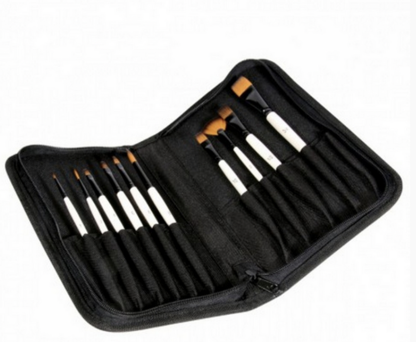 PORTA PENNELLI IN TESSUTO CON ZIP  DALER ROWNEY set 10 pennelli