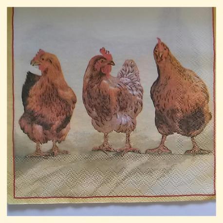 Tovagliolo galline arti e grafica busta da 2 pezzi 33x33