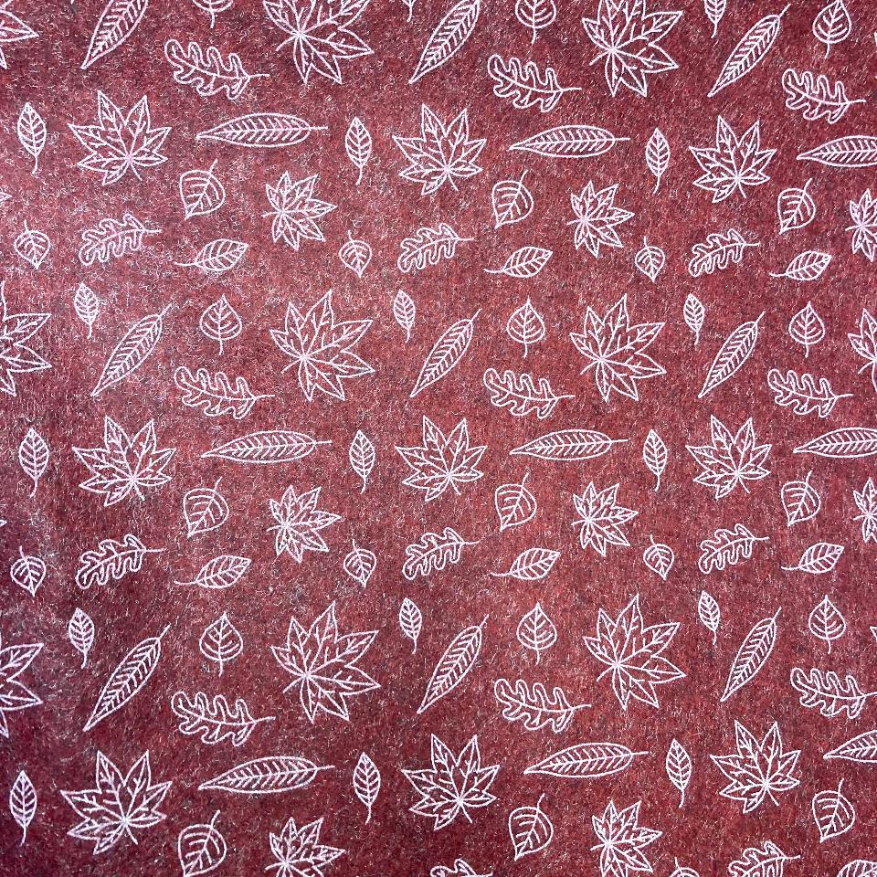 Pannolenci bordeaux melange con foglie bianche stafil 90x50cm