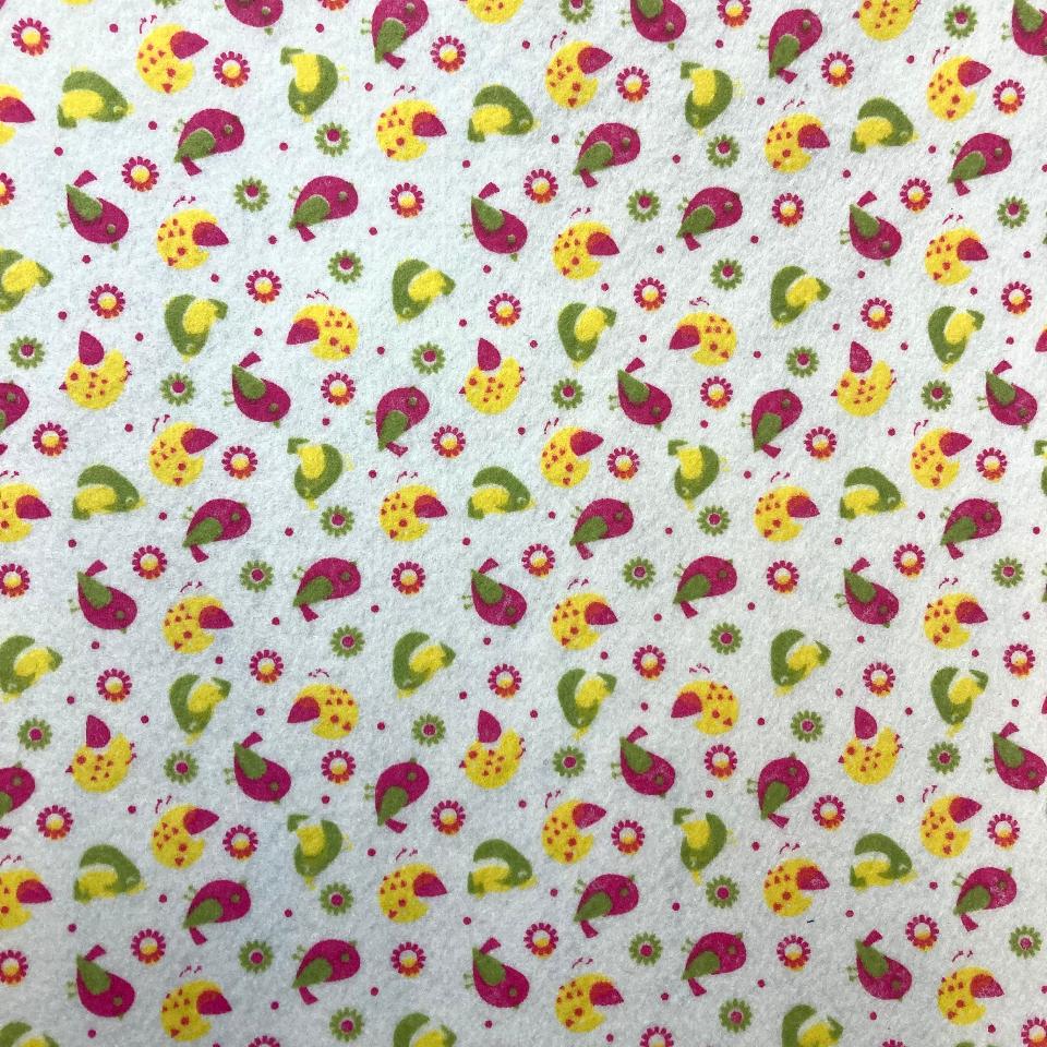 Pannolenci bianco con uccellini colorati stafil 90 x 50 cm