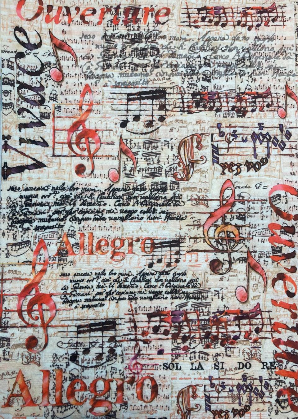 Feltro Decor fantasia note musicali Stamperia  1 mm Spessore - H 70 x L 50 cm