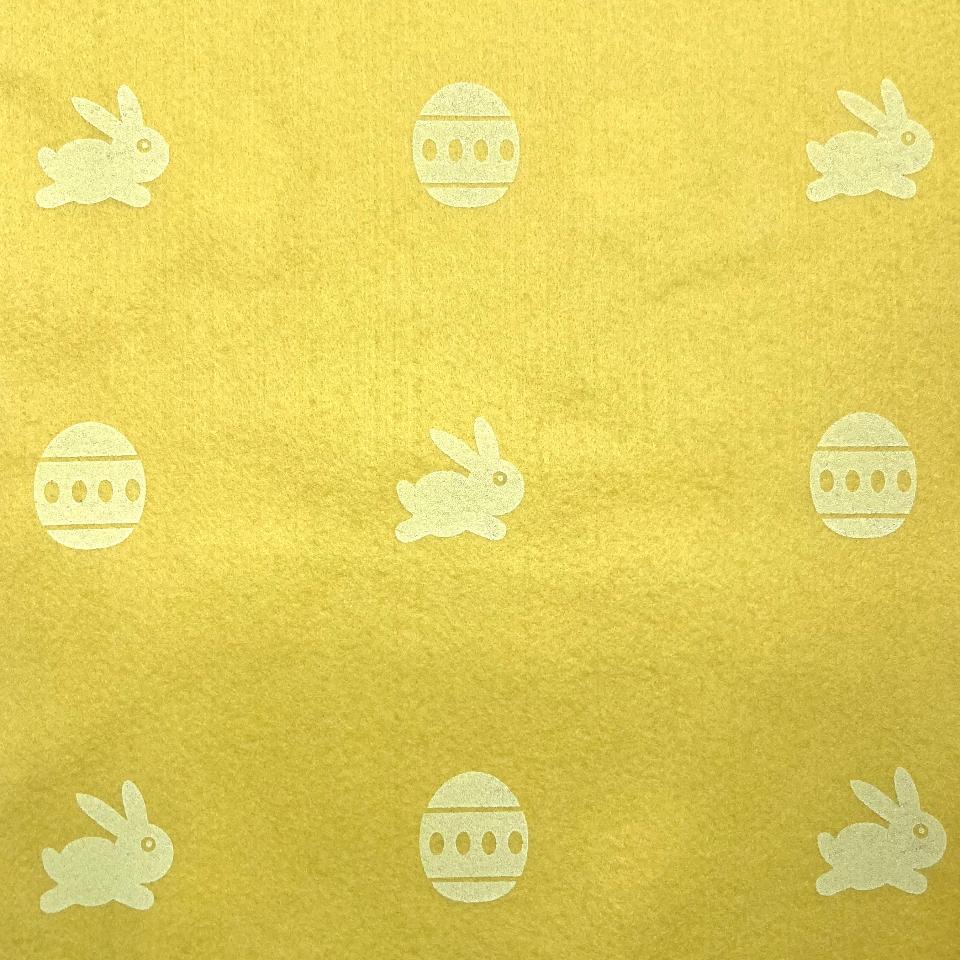pannolenci stampato giallo con uova pasquali e conigli stafil 30 x 40 cm