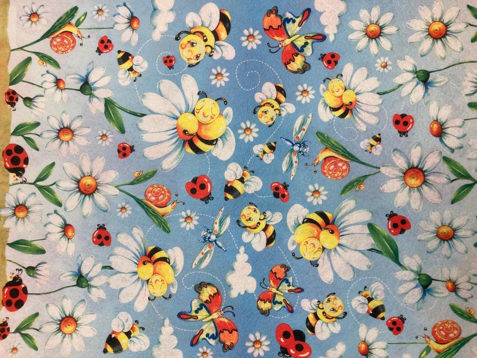 Feltro Decor fantasia fiori Stamperia  1 mm Spessore - H 70 x L 50 cm