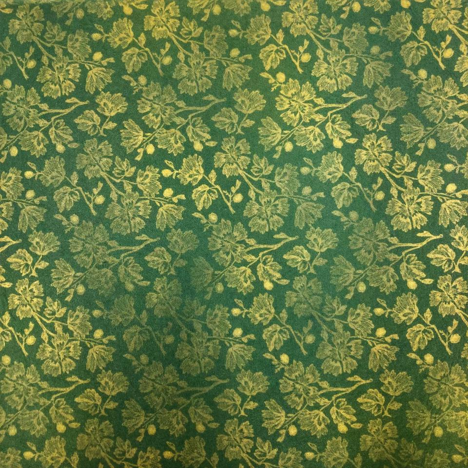 Feltro stampato verde scuro con fiori gialli stamperia 30x30