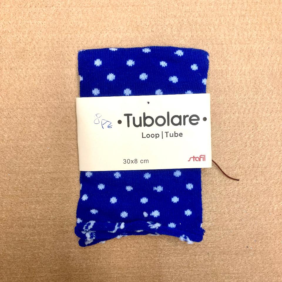 Tubolare Loop Blu con pois Bianchi Stafil 30x8 cm