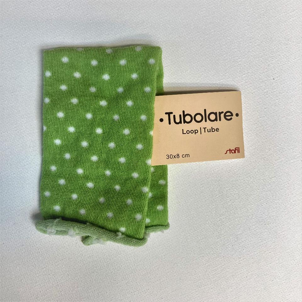 Tubolare Loop Verde con pois Bianchi Stafil 30x8 cm