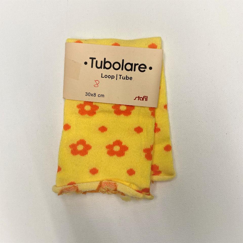 Tubolare Loop giallo con fiori arancio Stafil 30x8 cm
