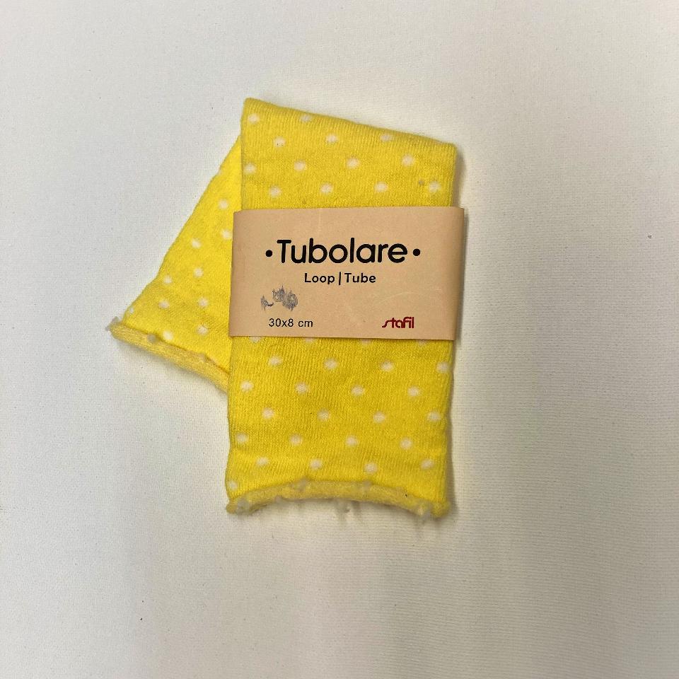 Tubolare Loop giallo con pois bianchi Stafil 30x8 cm