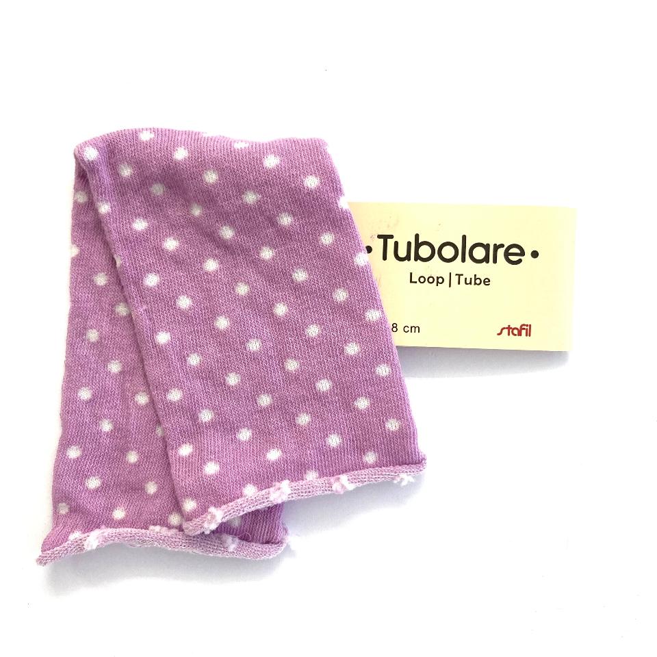 Tubolare Loop Viola con Pois Bianchi Stafil 30x8 cm