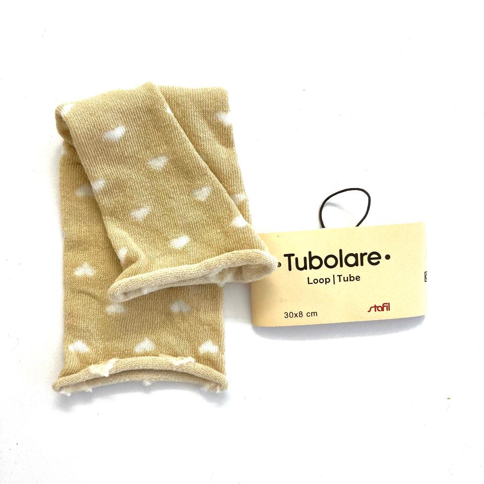 Tubolare Loop Sabbia con cuoricini Bianchi Stafil 30x8 cm