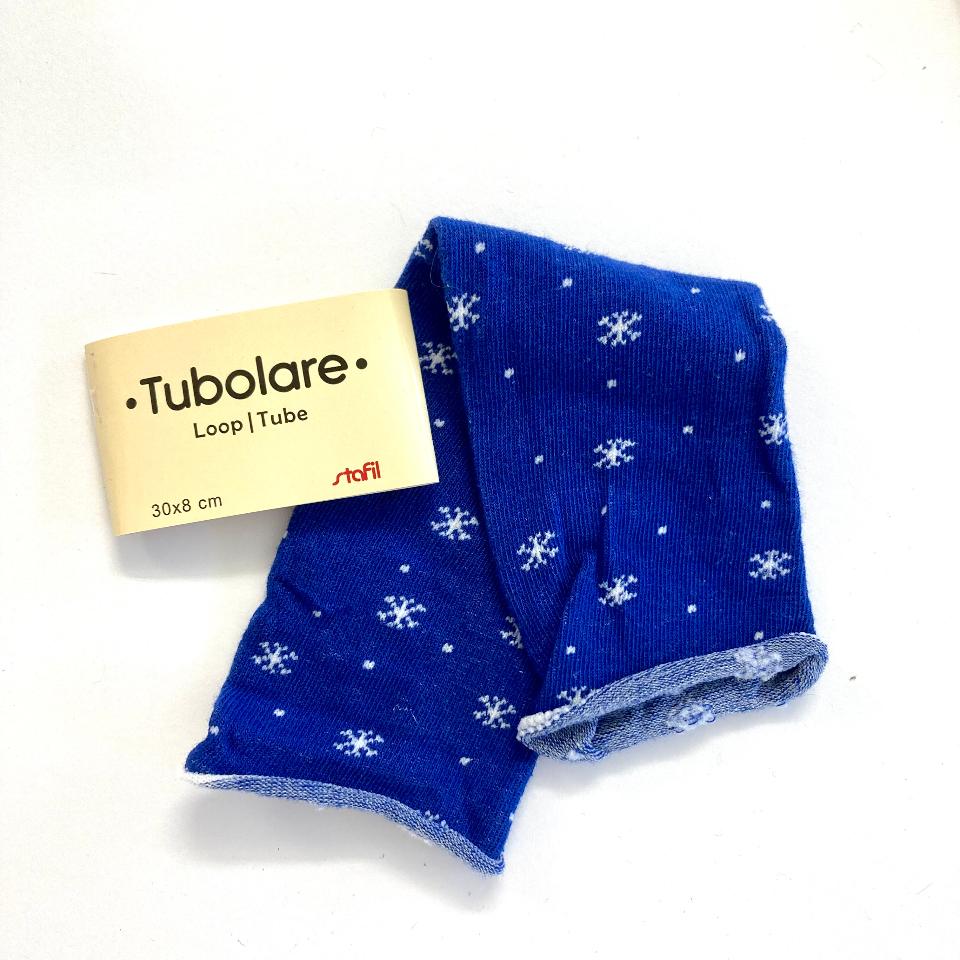 Tubolare Loop Blu con Fiocchi di Neve Bianchi Stafil 30x8 cm