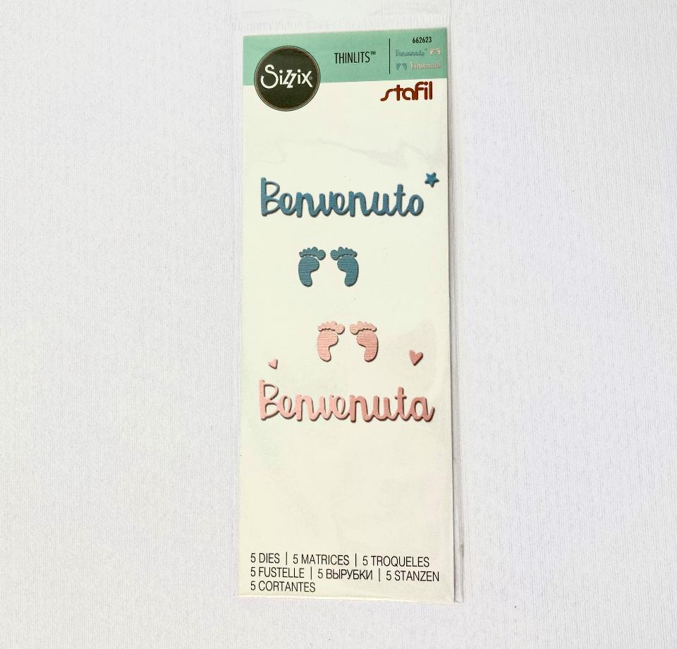fustella thinlits benvenuto benvenuta sizzix composta da 5 elementi