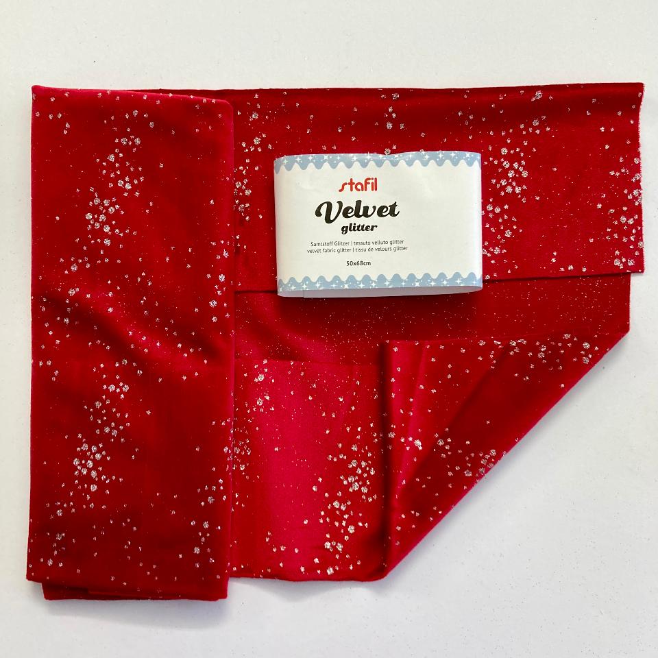 Tessuto Velluto Glitter Rosso Stafil 50x68 cm