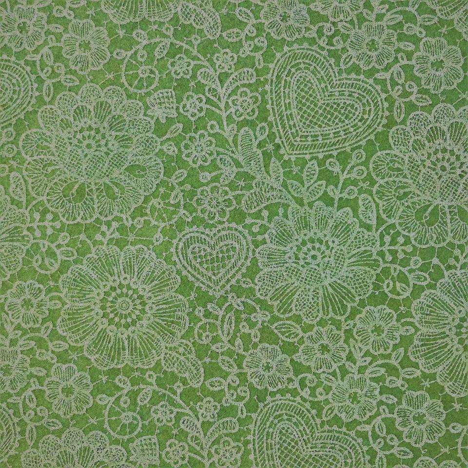 Pannolenci verde salvia/bianco effetto pizzo Stafil 90 x 50cm