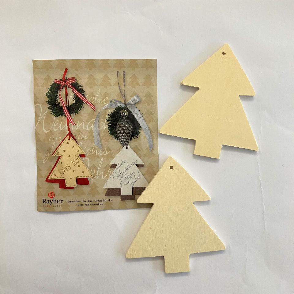 Alberelli di Natale in Legno Rayher Busta 2 pz 9 x 8 x 0,4 cm