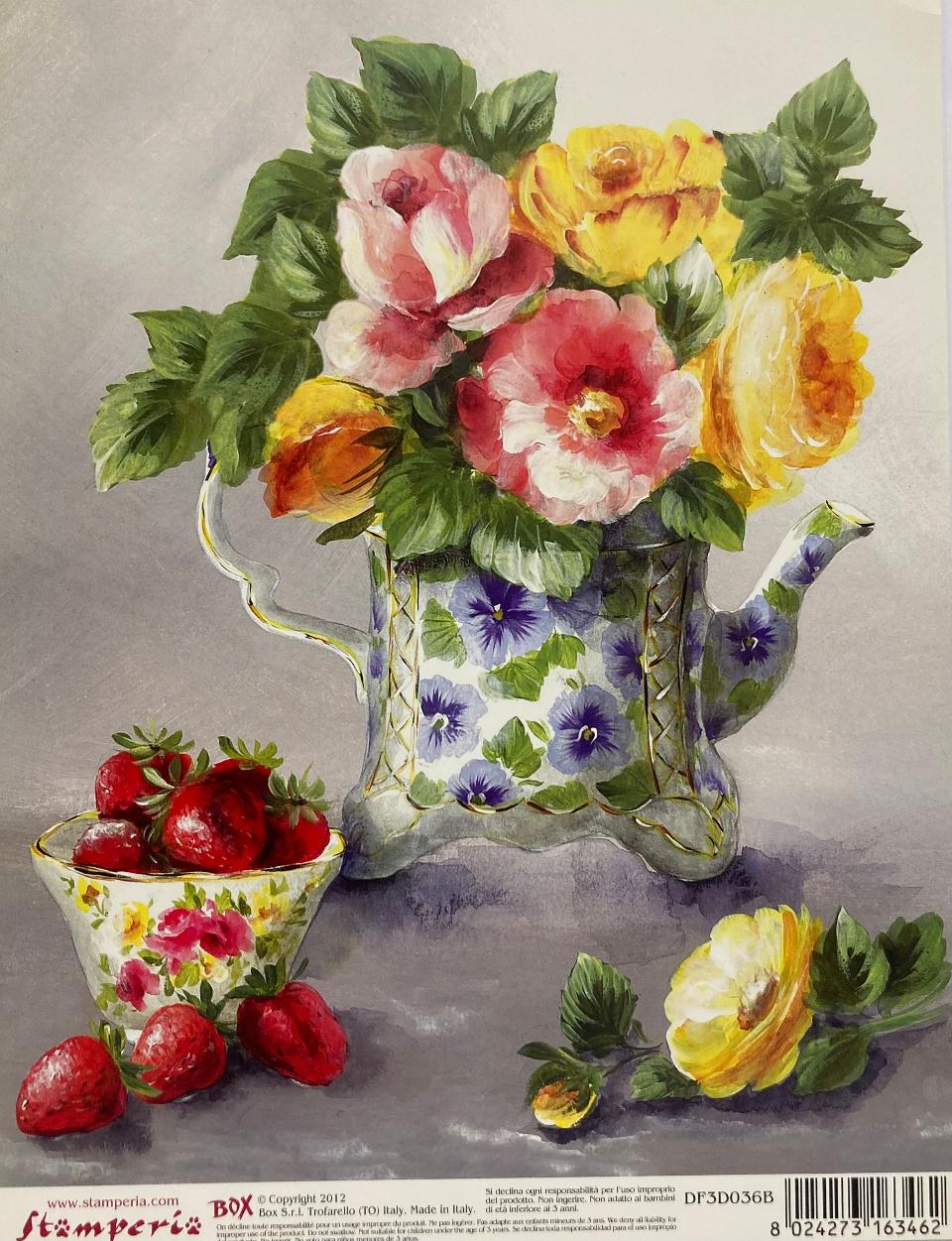 Carta 3D per Découpage - Vaso con Fiori stamperia 29 cm x 23 cm