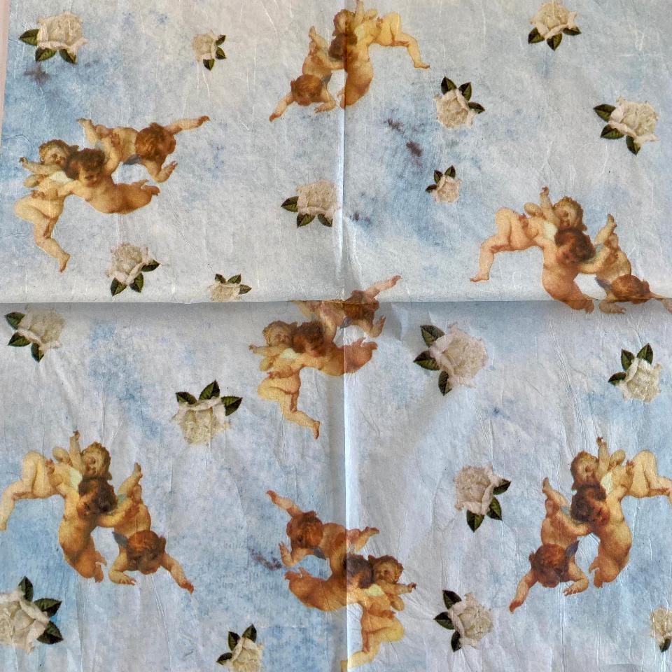 Tovagliolo in carta riso - Angioletti e rose Stamperia 50 x 50 cm