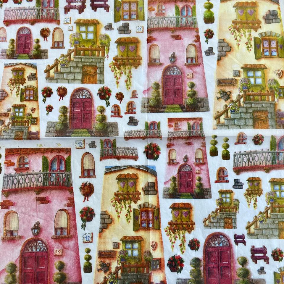 Tovagliolo in carta riso - 2 tegole con prospetto uno elegante e uno rustico stamperia 50 x 50 cm