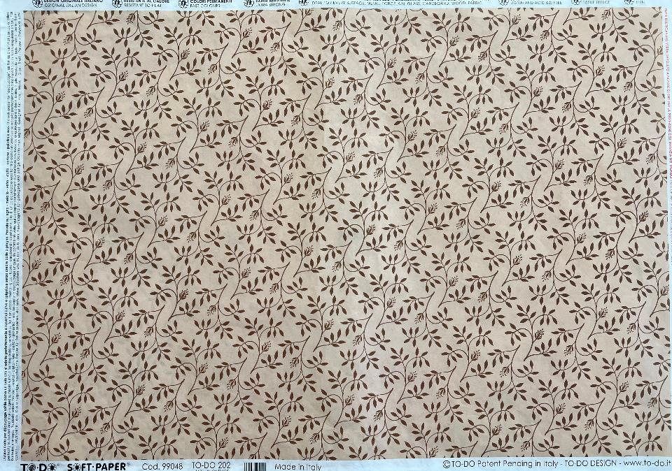 Carta velo - Foglie stilizzate marroni su sfondo Avorio SC3 TODO Paper Soft 50x70 cm