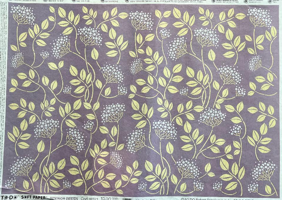 Carta velo - Foglie stilizzate gialle su sfondo viola SC3 TODO Paper Soft 50x70 cm
