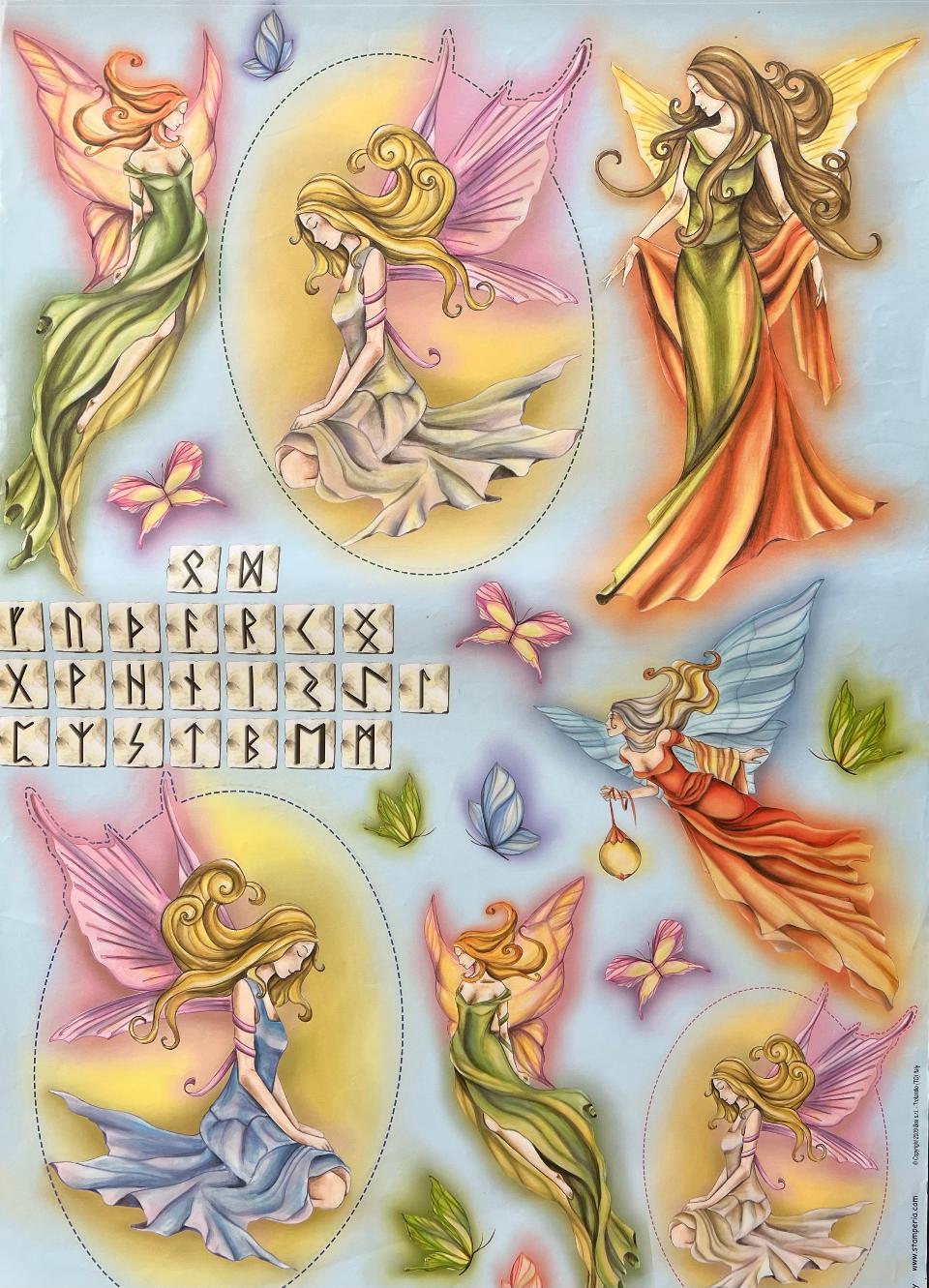 Carta Classic - Fate e Rune sfondo azzurro (sc2) Stamperia 50x70 cm