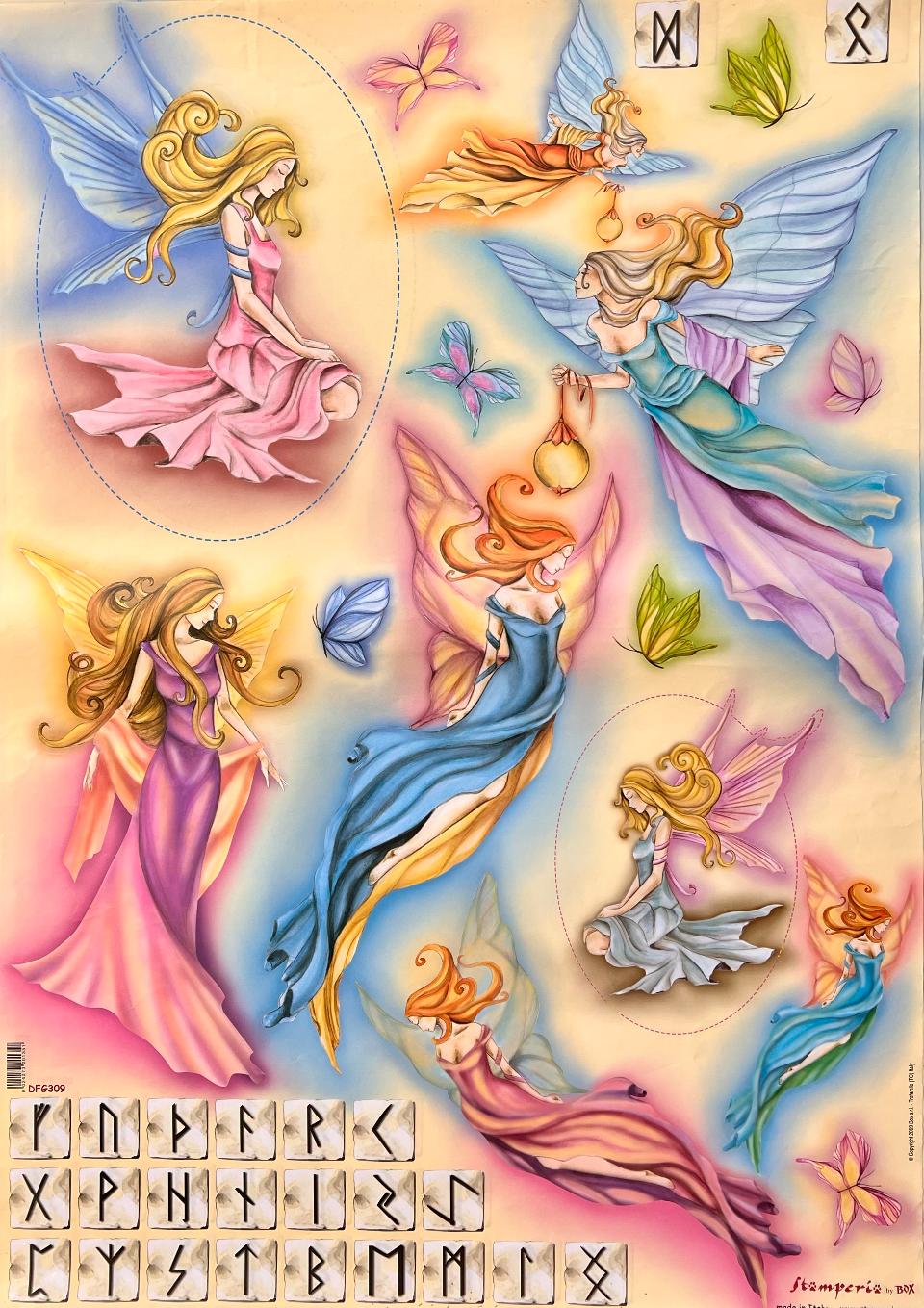 Carta Classic - Fate e Rune sfondo giallo Stamperia 50x70 cm