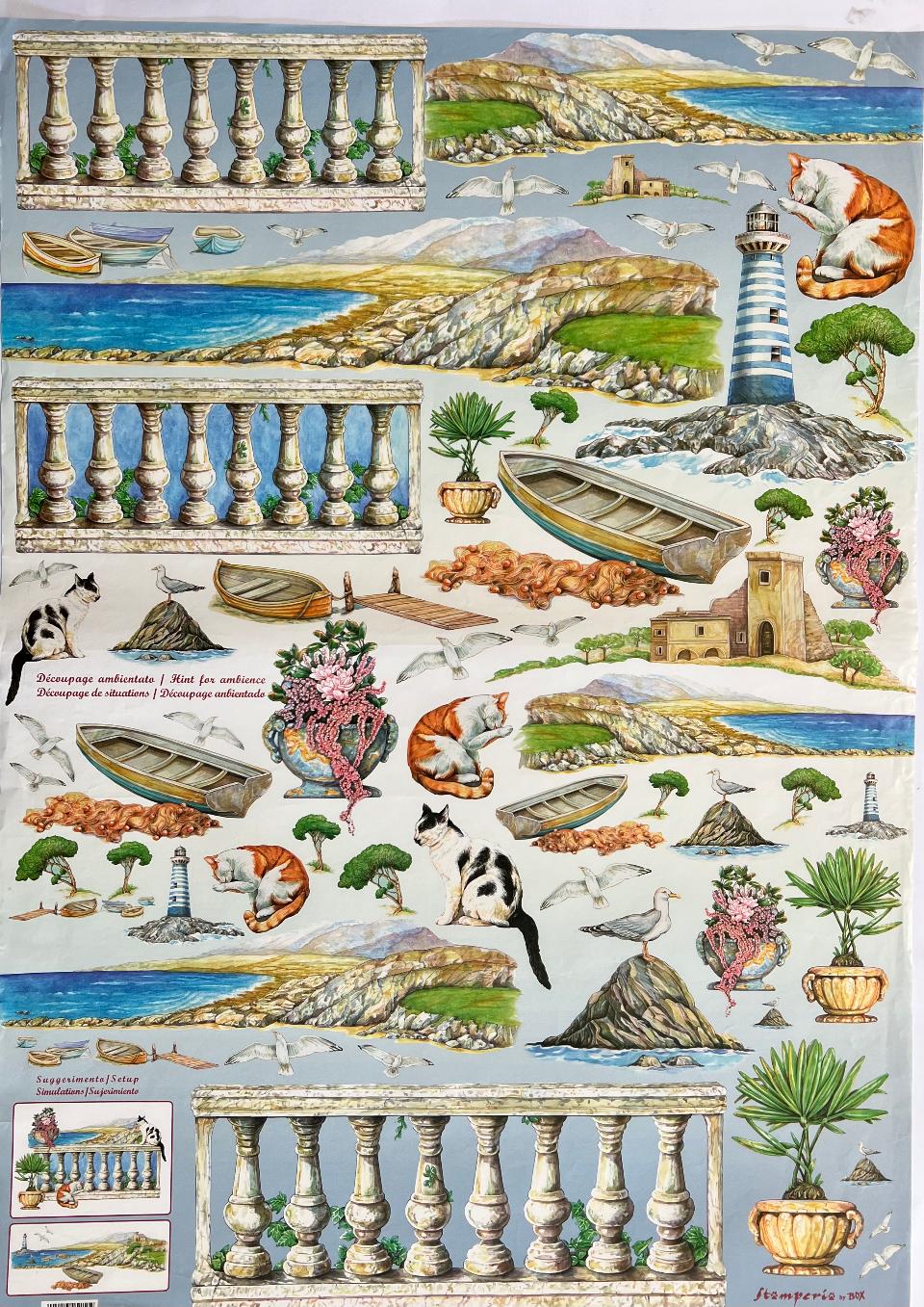 Carta Classic - Gatti Fari e Gabbiani (sc2) Stamperia 50x70 cm