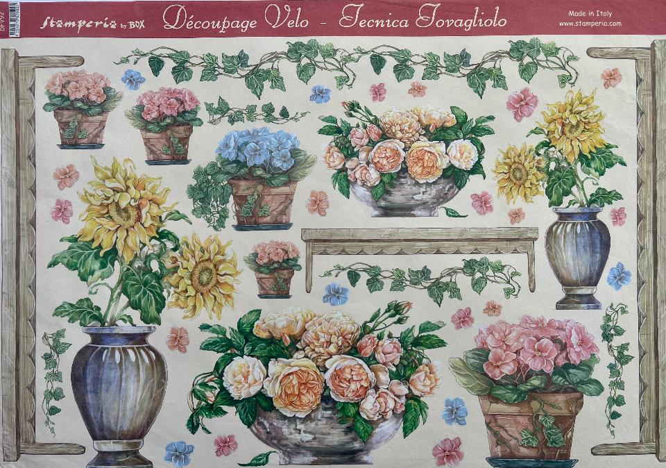 Carta velo - Vasi con Fiori Stamperia 31 x 48 cm