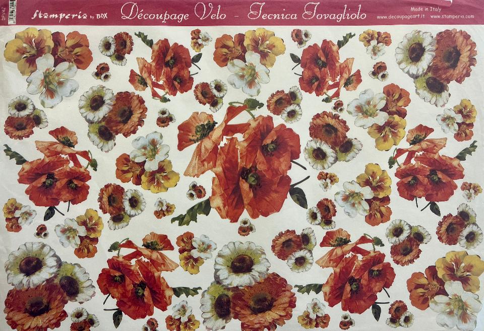 Carta velo - Fiori  Rossi e Bianchi (sc2) Stamperia 31 x 48 cm