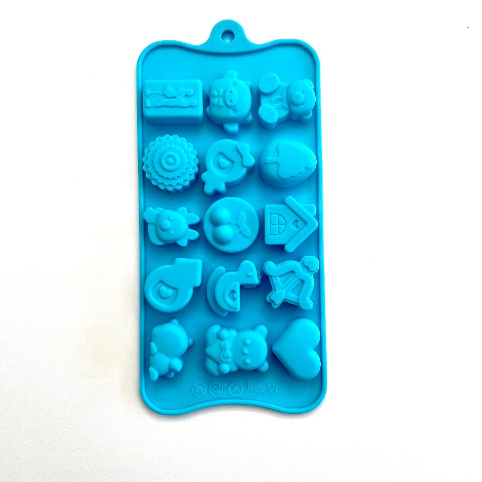 Stampo in silicone - Forme Miste (orsetto,uovo, casetta, dardo, cuore,coala, ecc) hobby fun 12 x 21 cm