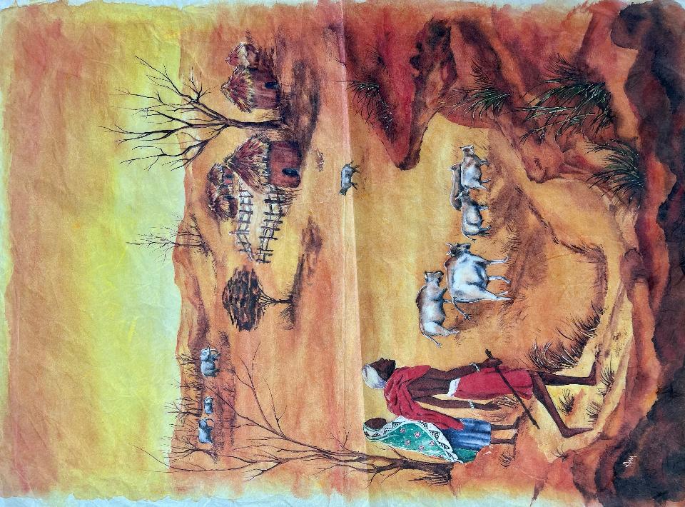 Carta di Riso - Villaggio Masai Renkalik 50 x 70 cm