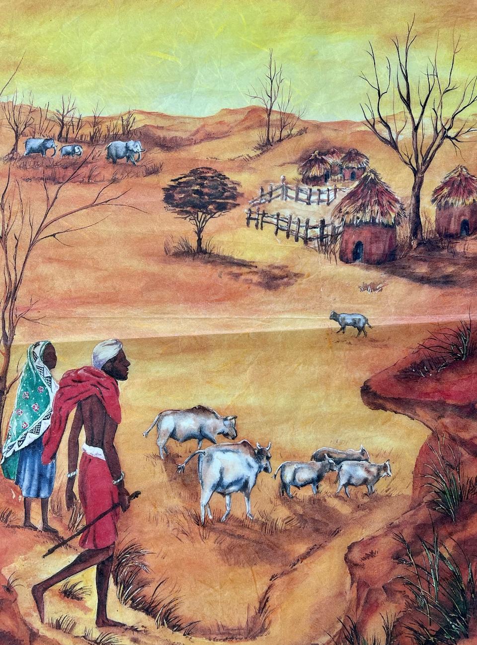 Carta di Riso - Villaggio Masai Renkalik 50 x 70 cm