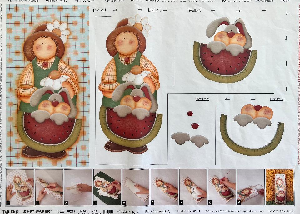 Carta velo - Country doll Watermelon (SC1) TODO Paper Soft 50 x 70 cm